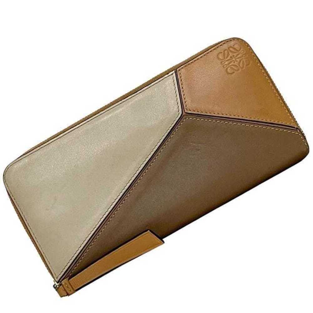 Loewe Round Zip Long Wallet Puzzle Leather Brown